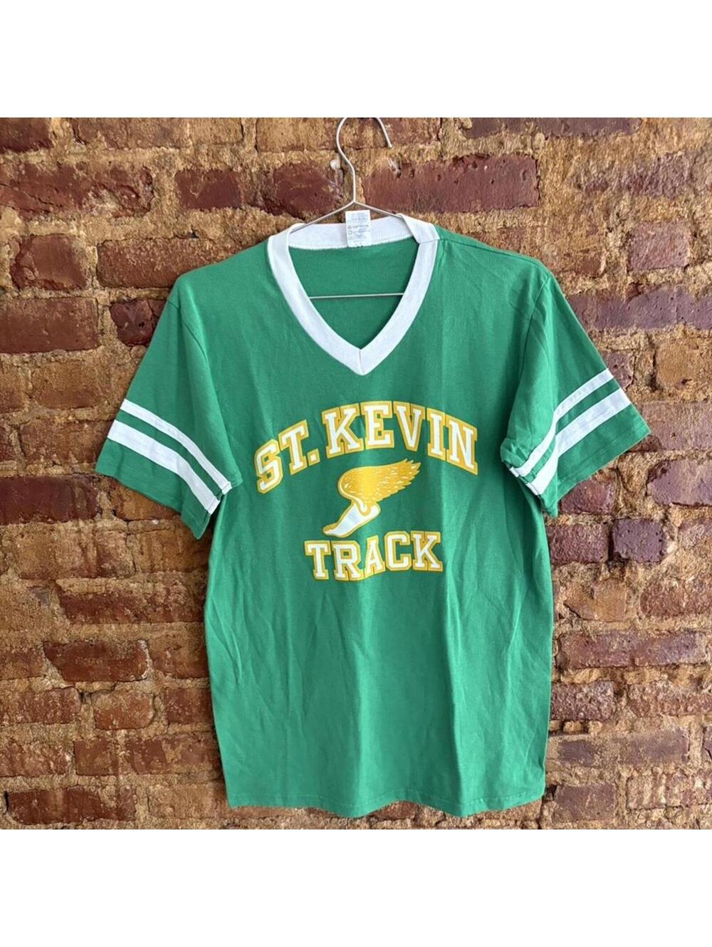 Vintage St. Kevin Track Graphic Ringer V-Neck Tee